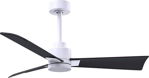 Matthews Fan Company AK-MWH-BK-42 Alessandra Wet Rated 42" Ceiling Fan without Light, Remote Included, Silent DC Motor, Matte White with Matte Black