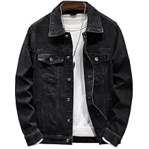 Mens Classic Lapel Jean Jacket Casual Loose Fit Button Down Denim Trucker Jacket Coat Fashion Trendy