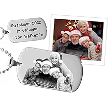 Generisch Customized Photo Dog Tag | Personalized Stainless Steel Silver Engraved Jewelry Pendant with Necklace | Great Gift 4 Wedding Family and Love