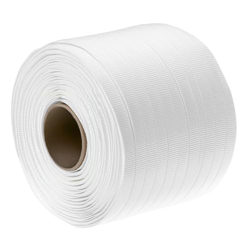 QWORK 12 x 1000 Woven Cord Strapping Roll, Heavy Duty Polyethylene Braided Rope Strap Roll, 1800 lbs Strong Break Strength 6 x 3 Core, Strength and Flexibility Poly Cord Strapping