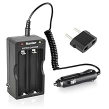 Kastar 18650 Intelligent Smart Charger W/Car Charger for Panasonic NCR18650PF NCR18650B NCR18650BE, LG HG2 HE2 HE4 HD2, Samsung 25R 26F 30B, Sony VTC3 VTC4 VTC5, Sanyo High Drain 10A, 20A, 30A, 35A