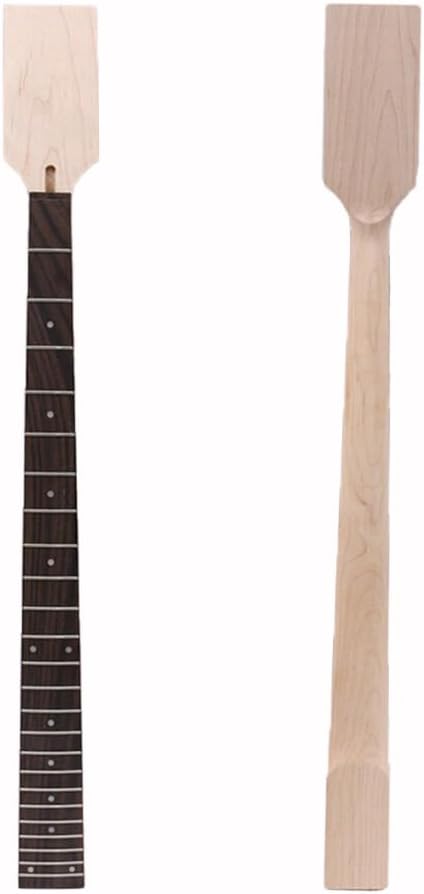 Maple Unfinished Electric Bass guitar neck 24 Fret 34inch Rosewood Fretboard Paddle head Dot Inlay Electric Guitar Neck Replacement (24 Fret 34inch (38mm nut width, 65mm heel width))