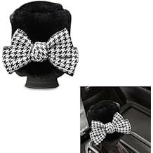 Car Gear Shift Knob Cover, Cute Bow Tie Shifter Stick Protective Cover, Universal Stick Shifting Handle Cover, Winter Auto Interior Decoration Accessories for Automatic/Manual Vehicle (Houndstooth)