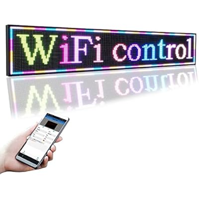 PH10mm 77x14 Programmable LED Display Board with WiFi - Full Color Scrolling Sign, High Brightness Advertising Screen for Business & Retail Stores