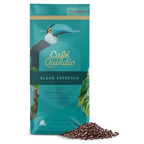 Cafe Quindio Espresso Blend - MediumDark Roast 100% Colombian Excelso Whole Bean Arabica Coffee - 35.2 Ounce Bag 1kg