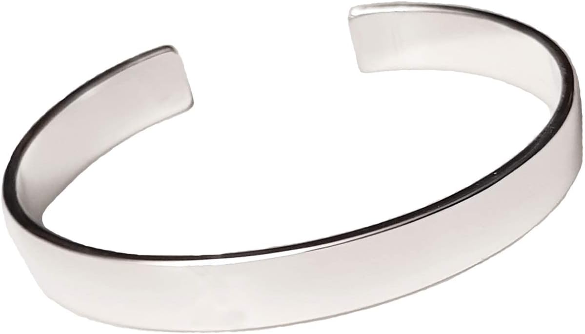 Treasure Bay Men's Solid 925 Sterling Silver Bangle Bracelet Plain Cuff Silver Bangle Gift For Him