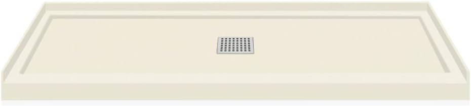 Transolid FL6036C-32 Linear 60-in L x 36-in W Single Threshold Shower Base with a Center Drain, Cameo