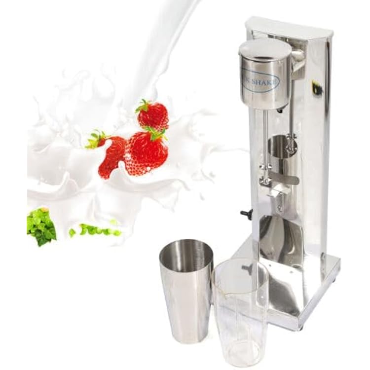 MOCHAG 110V Commercial Electric Milkshake Maker, Stainless Steel Single Head Maker Drink Mixer Blender Machine w650ml Cups, Household Milk Shaker Electric Stand Mixer for Smoothie Ice Cream, Silver