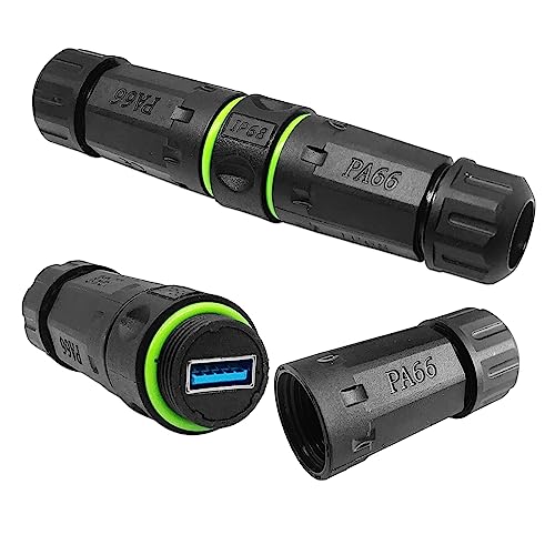 PENGLIN 2PCS USB 3.0 Panel Mount Coupler,Outdoor Waterproof USB Pass Through Adapter, Industrial Standard USB 3.0 Connector Female to Female