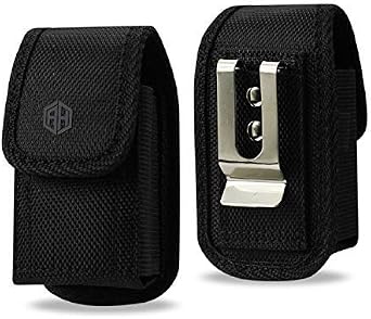 AH Small Horizontal Leather Pouch, Holster Flip Phone with Belt Clip Belt Loop Case Fits LG B470 Kyocera Cadence LTE Alcatel Go Flip/MyFlip FLIP Palm Phone and Most Small Sized Flip Phones
