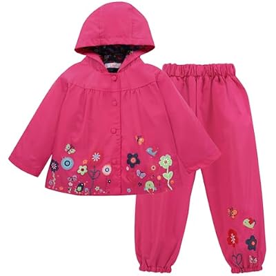 LZH Girl Baby Kid Waterproof Hooded Coat Jacket Outwear Suit Raincoat Hoodies with Pants