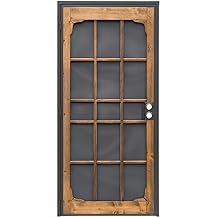 Prime-Line 3809BZ3068-I-WF Woodguard Steel Security Door Traditional Screen Door Style with the Strength of a Steel Security Door Steel and Wood Construction, Non-Handed, Bronze (Single Pack)