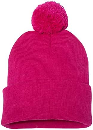 Sportsman Pom-Pom 12 Knit Beanie One Size Neon Fuchsia