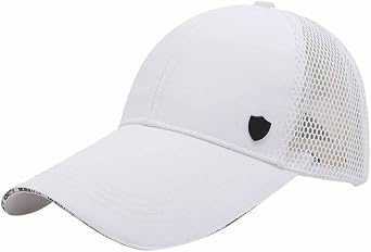 Black Mesh Baseball Cap, Adjustable,Mens (US, Numeric, 6 3/4, 7 5/8, White)