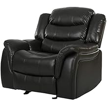 Christopher Knight Home GDFStudio Great Deal Furniture Merit Black Leather Recliner/Glider Chair
