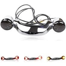 Rear Bullet LED Turn Signals Light Bar Integrated Turn Signals Motorcycle Brake Tail Lights for Harley Touring Road King Road Glide Special Electra Glide Heritage Softail, Chrome