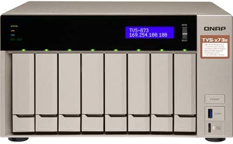 QNAP Turbo NAS TVS-873e NAS Server, AMD RX-421BD, 16GB DDR4, 1TB SSD for Ultra Fast Storage, 16TB HDD, Radeon R7 Graphics, RAID, QTS 4.3 Operating System