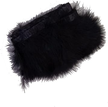 KOLIGHT Pack of 10 Yards Natural Turkey Marabou Feather Trim Fringe 6-8 Inch in Width DIY Decoration (Black)