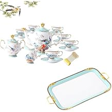 ACMLIFE Bone China Tea Set for 6 and Serving Platter 21-Piece Bone China Coffee Tea Set