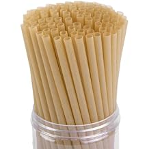 HANSGO Sugarcane Straws, 200PCS Drink Straws Disposable for Hot Cold Drinks, Coffee, Cocktail, Juice Home Favor, The Beach Party, Natural Brown