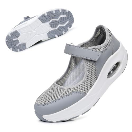 Git-up Womens Arch Support Walking Shoes, Breathable Wide Toe Box Nursing Work Shoes for Plantar Fasciitis, Comfortable Non Slip Orthopedic Sneakers for Flat feet