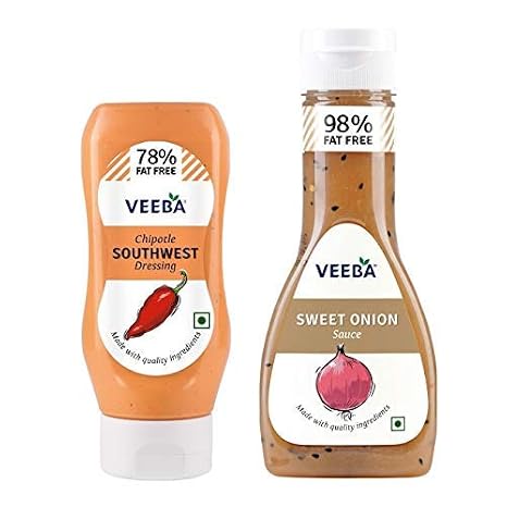 Veeba Sweet Onion Sauce, 350g and Chipotle Southwest Dressing, 300g - Pack of 2