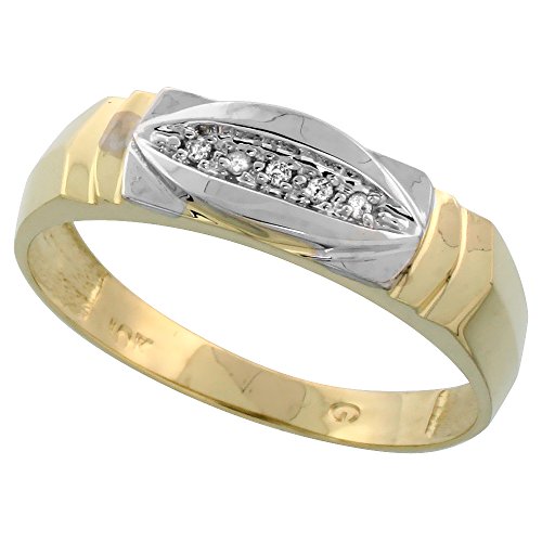 10k Yellow Gold Mens Diamond Wedding Band Ring for Men 0.03 cttw Brilliant Cut 6mm wide Size 10.5
