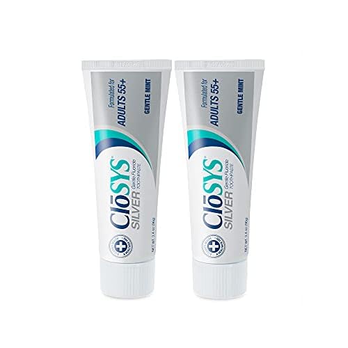 CloSYS Silver Fluoride Toothpaste for Adults 55, 3.4 Ounce Pack of 2, Gentle Mint, Travel Size, TSA Compliant, pH Balanced, Enamel Protection, Sulfate Free