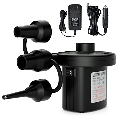 Jasonwell Electric Air Pump Portable Quick-Fill AC DC Inflator Deflator Pump for Air Mattress Inflatables Pool Floats Water Toy Raft Bed Boat Pool Toy with Nozzles 110-240 V