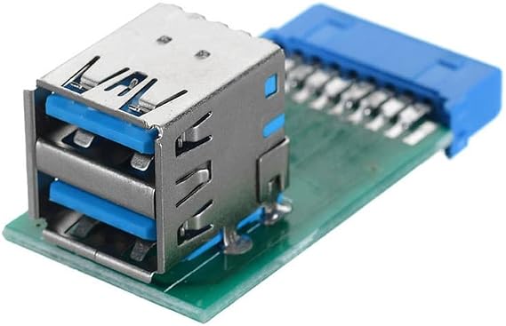 CY Vertical Dual USB 3.0 A Type Female to Motherboard 20 Pin Box Header Slot Adapter PCBA