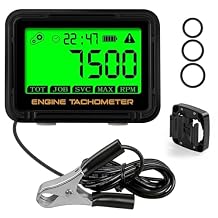 Digital Engine Tachometer & Hour Meter Mini Tach Gauge with Clip & Backlight Display Inductive for Gas Small Engine Lawn Mower RV Chainsaws Outboard Motor