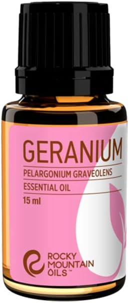 Rocky Mountain Oils Geranium Essential Oil - 100% Pure Aromatherapy Grade Diffuser Oils, Floral Scented Topical Oil for Home, Car and Spa