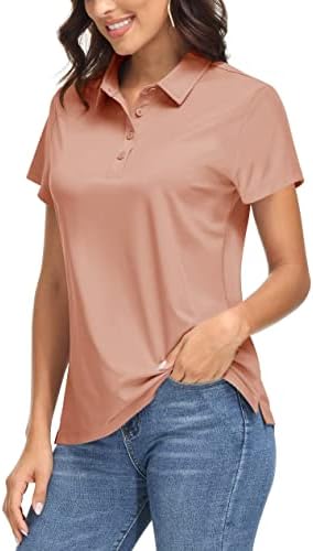 KEFITEVD Women's Golf Shirts Short Sleeve Performance Polo UPF 50+ Sun Protection Collared Shirts Athletic Sports Tennis Top