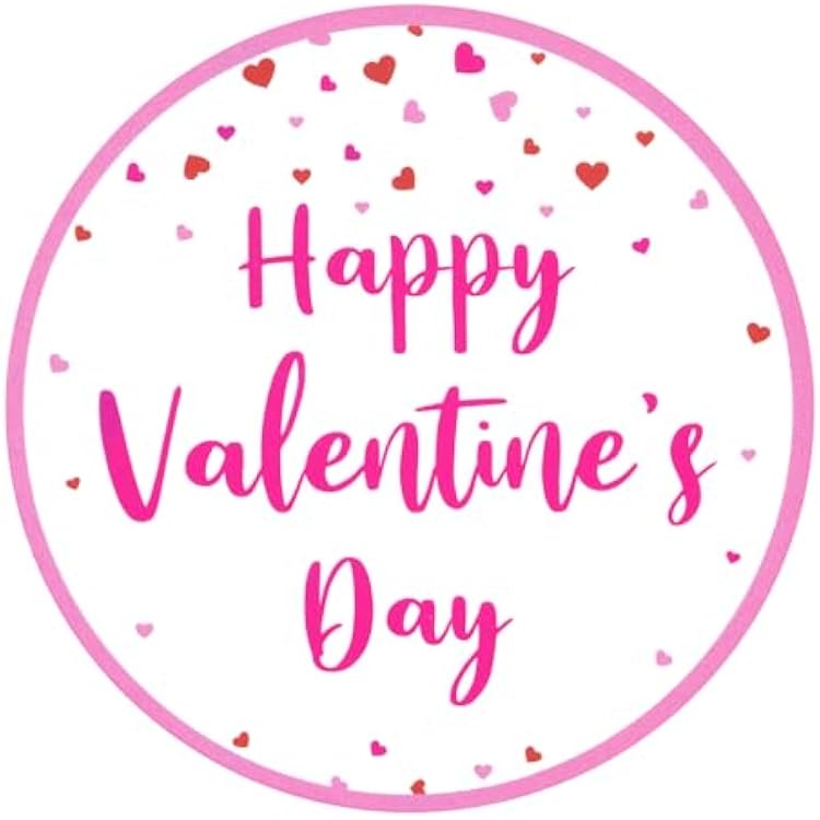 jijAcraft 60 PCS Valentines Stickers Happy Valentines Day Stickers Labels, 2 Inch Pink Heart Stickers, Waterproof Valentines Day Stickers for Gift Wrapping, Present Labels, Envelopes Decorations