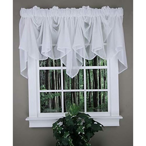 Swags Galore: Splendor Batiste, 254 cm G X 73 cm U, Sheer Festoon Valance White