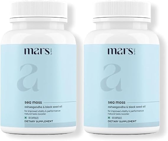 Mars Surge Natural Sea Moss Caps (60N) : Powered with Black Seed, Vitamin D3 | Packed with 84 Minerals | Good Health Company - Pack of 2