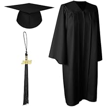 GFY Unisex Matte Graduation Cap & Gown Set with 2026 Tassel Year Charm for Middle School, High School, Bachelor
