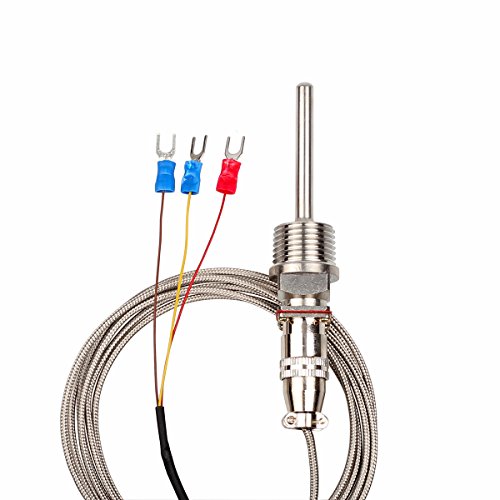 CrocSee RTD Pt100 Temperature Sensor Probe 3 Wires 2M Cable Thermocouple -58~572F -50-300C 12 BSP Thread