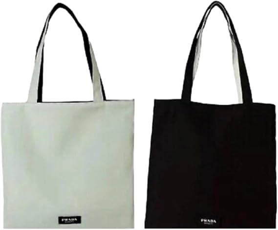 Prada Reversible Flat Black Light Green Beauty Fragrance Tote Bag with Pouch 14L X 14H - 0741