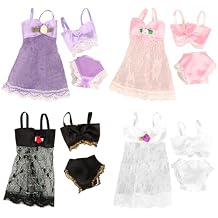 BARWA Doll Pajamas Sleep Suit Sleepwear Clothes Compatible for 11.5 Inch Girl Doll (4 Sets)