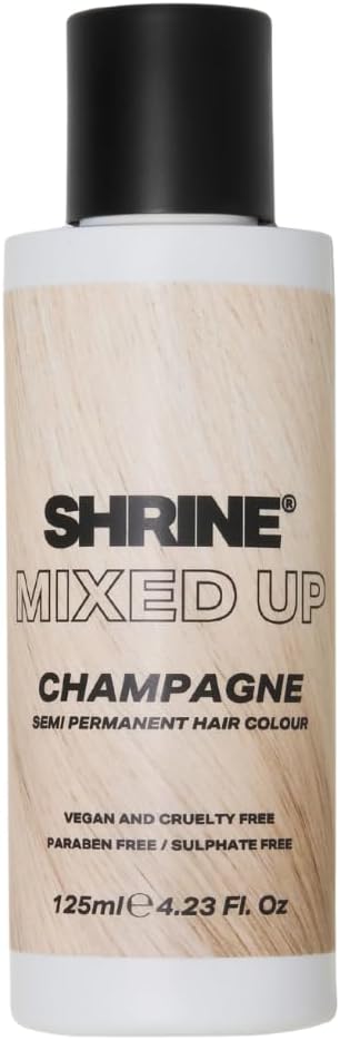 SHRINE Mixed Up CHAMPAGNE Semi Permanent Hair Colour | 125ml | Anti-Brass Semi Permanent Hair Colour | Neutralises Yellow Tones | Ready-to-sue Nourishing Formula | Lasts Up To 16 Washes