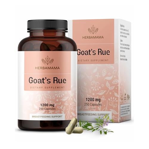 HERBAMAMA Goats Rue Capsules - 1200mg Galega Officinalis for Mothers Breast Milk Lactation Support - Vegan, Non-GMO Goats Rue Herb Lactation Supplement