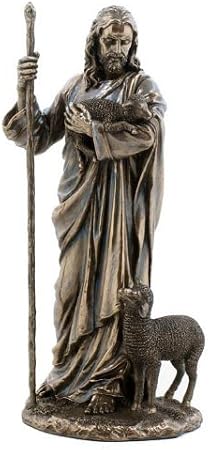 WU Jesus The Good Shepherd Statue Sculpture 11 12 Inch Cold Cast Bronze