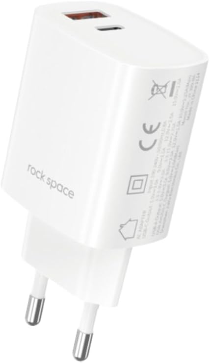 Rock Space 30W PD/USB-A Hızlı Şarj Cihazı, Dual Port, Beyaz