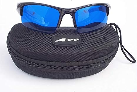 A99 E-BW Golf Ball Finder Glasses with Storage Box, Course Use Only | Tinted lenses block grass and foliage to highlight lost balls. Includes durable zippered case. Great gift for golfers.
