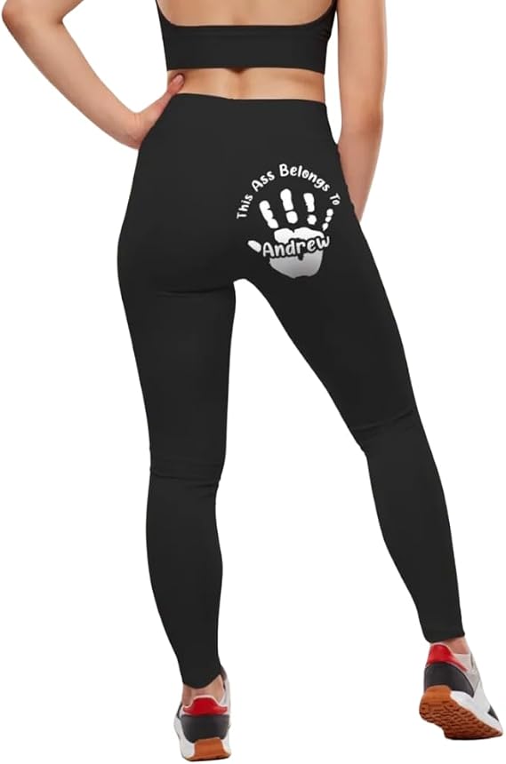 Custom This Ass is Taken Leggings for Women- Naughty Gifts for Wife - Personalized Leggings, Personalized Funny Legging for Wife, This Ass Belongs to Custom Yoga Pants Black