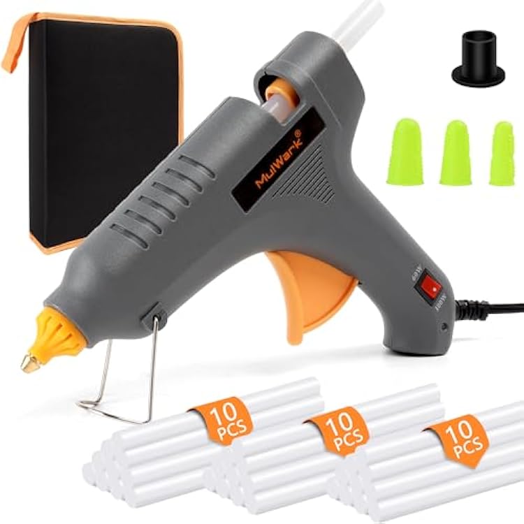 Mulwark Full-Size Hot Glue Gun Kit High Performance Dual Power 60100W Industrial Glue Gun Set with 30 Glue Sticks for Crafting, Repairs, and DIY Projects