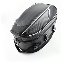 Motorcycle Tail Bag for Benelli BN 302S BN 300, Large Capacity Water-Resistant Wear-Resistant Motorcycle Helmet Bag, Expandable Rear Seat Storage Luggage Backpack,B White Black