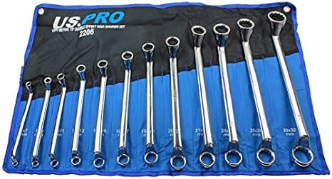 US PRO Tools 12PC Metric Double Offset Ring Spanner Set 6-32mm 2206