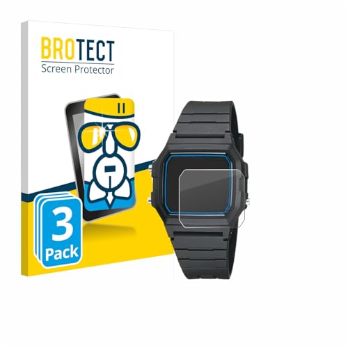 brotect Glass Screen Protector Film Compatible with Casio F-105W-1AWYEF 3 Pack - Glass-Foil 9H Protection [Scratch Resistant, High Clarity]